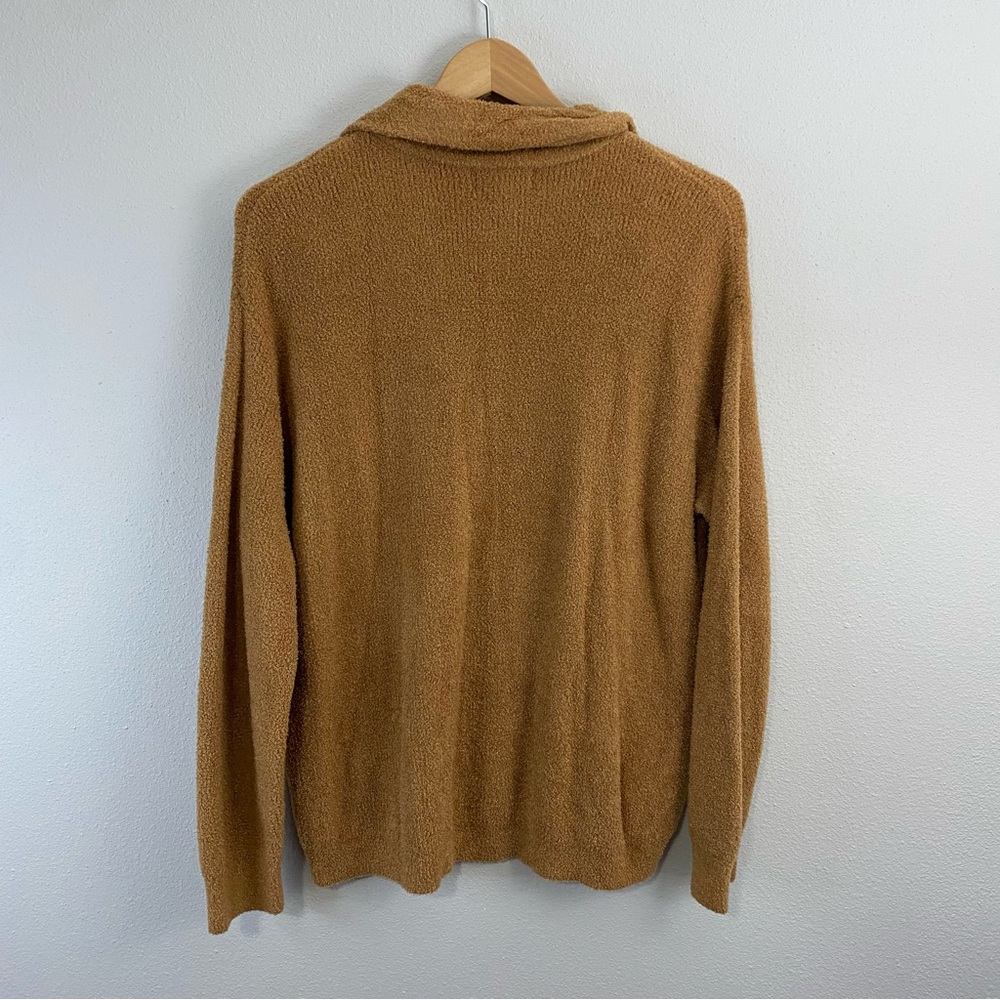 Barefoot Dreams‎ CozyChic Lite Brown 1/4 Zip Fuzzy Sweater Women’s Large - Picture 4 of 6